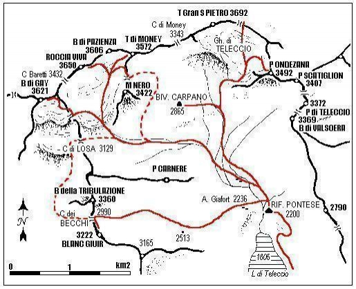 Cartina Sci Alpinismo - Rifugio Pontese